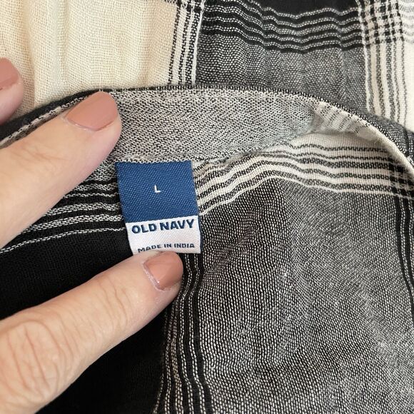 Old Navy Dress Womens Large Black Plaid Lagenlook Teacher Pockets Cotton Boho - Picture 8 of 9